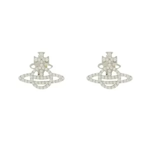 Vivienne Westwood 西太后滿鑽土星耳釘 銀色
