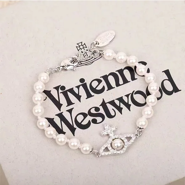 Vivienne Westwood 十字水晶土星珍珠手鍊