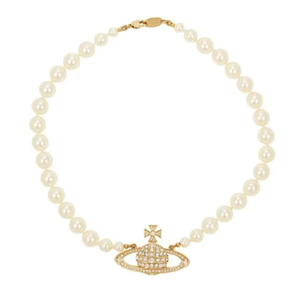 Vivienne Westwood 經典土星LOGO珍珠項鍊