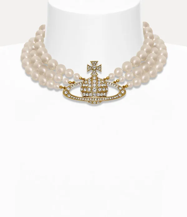 Three Row Pearl Bas Relief 項鍊